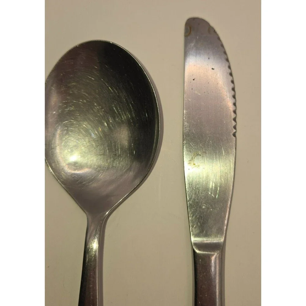 Vintage Mid-Century Modern Rostfrei Stainless Steel Flatware Spoon & Knife Set F